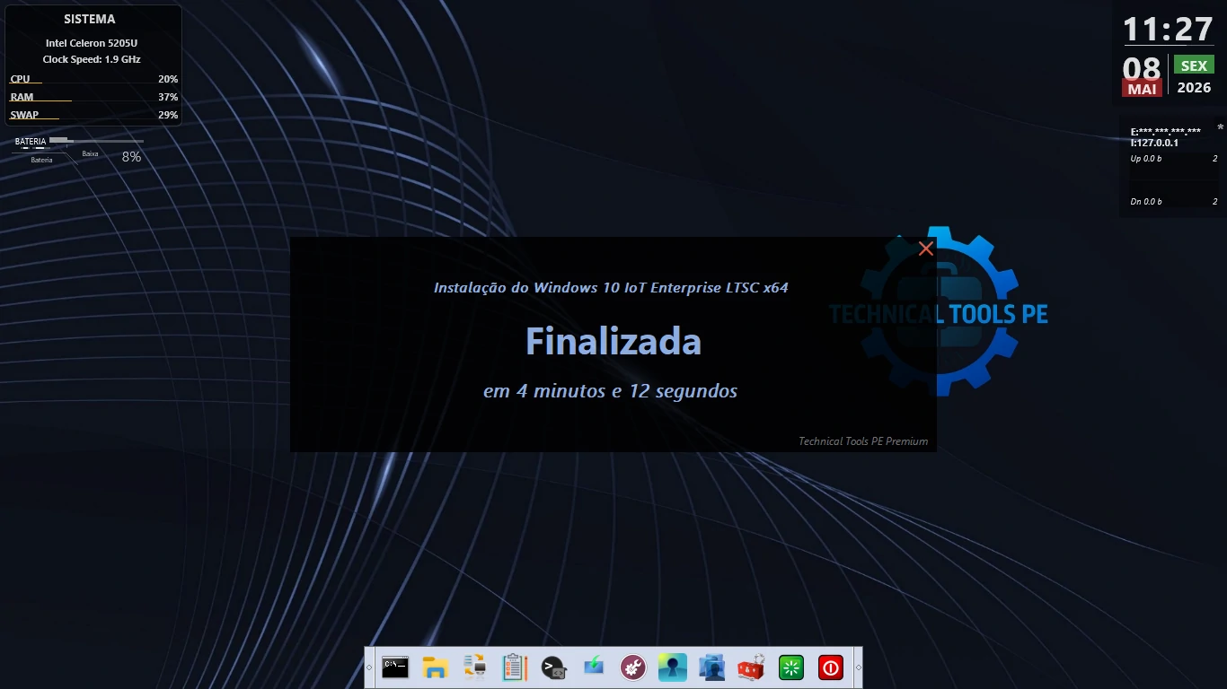 Exemplo de captura de tela gerada automaticamente pelo Log de Instalação — Technical Tools PE